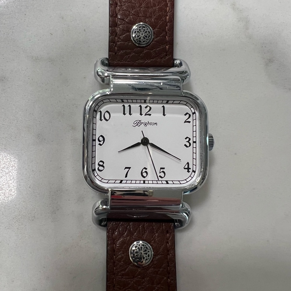 Brighton Silver and Brown montecito reversible watch. Bands flip as shown